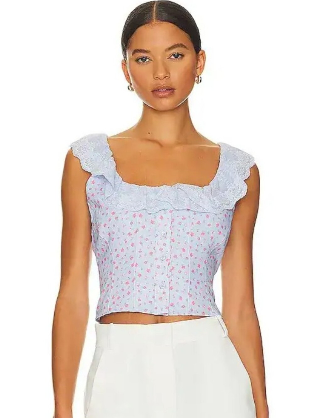 NWT DANIELLE GUIZIO PALOMA LACE TOP IN WILDFLOWER PRINT
